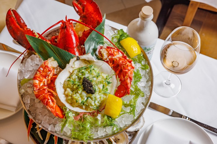 seafood tower at Avra