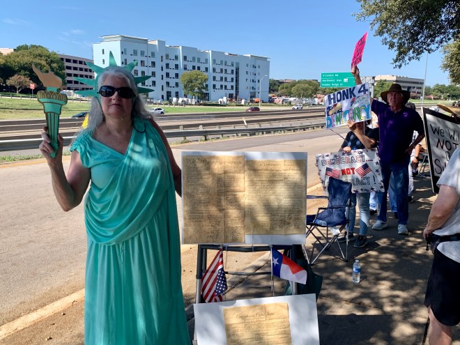 Statue of Liberty Protester